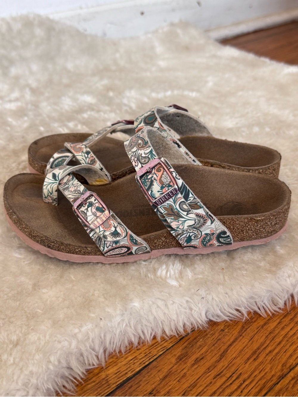 Birkenstock Print Pink Cork Footbed Girls  Sandals Sz 31 - Picture 4 of 10